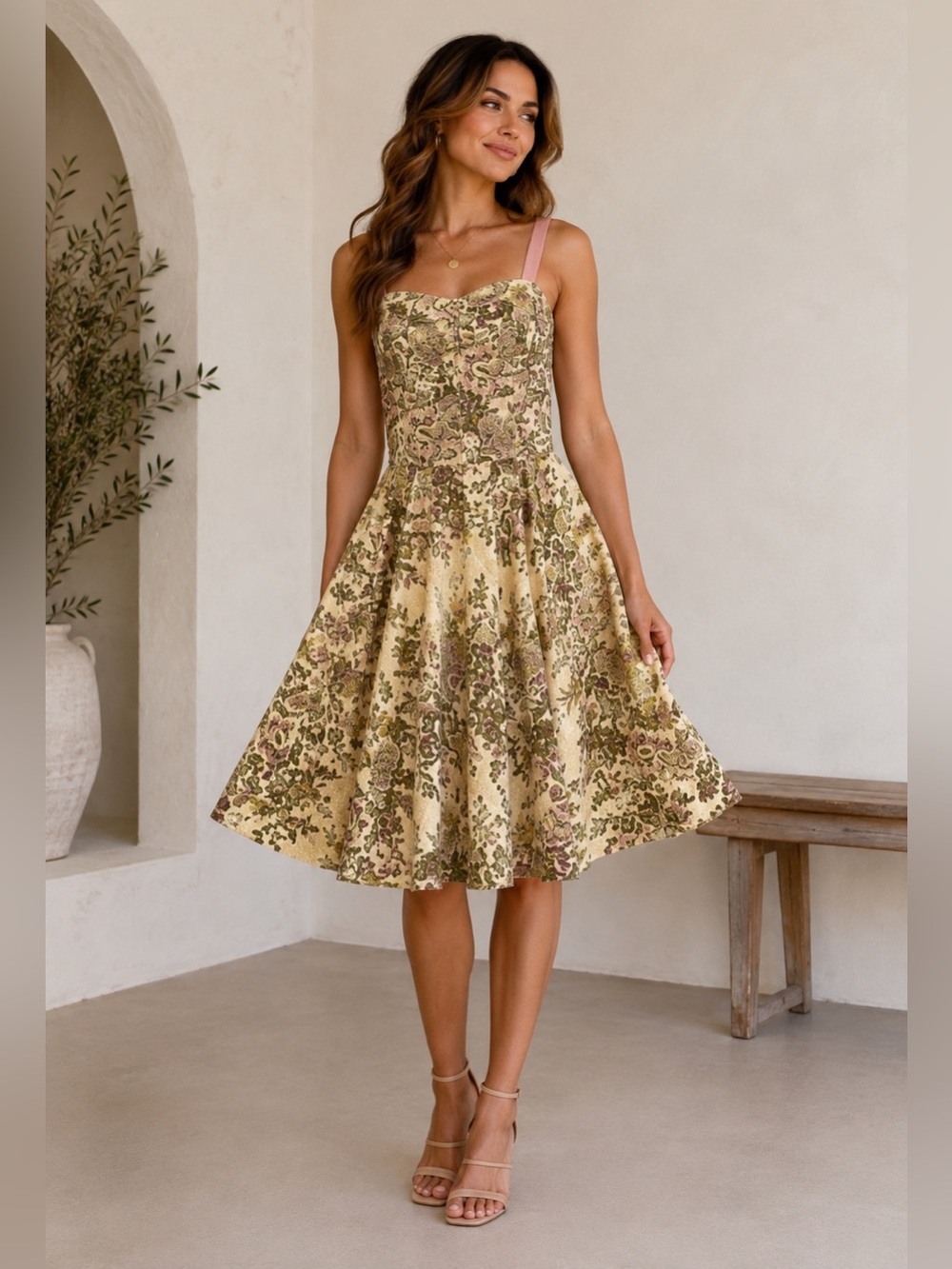 ANTHROPOLOGIE Elevenses Floral Sequin Swing Dress Size 14